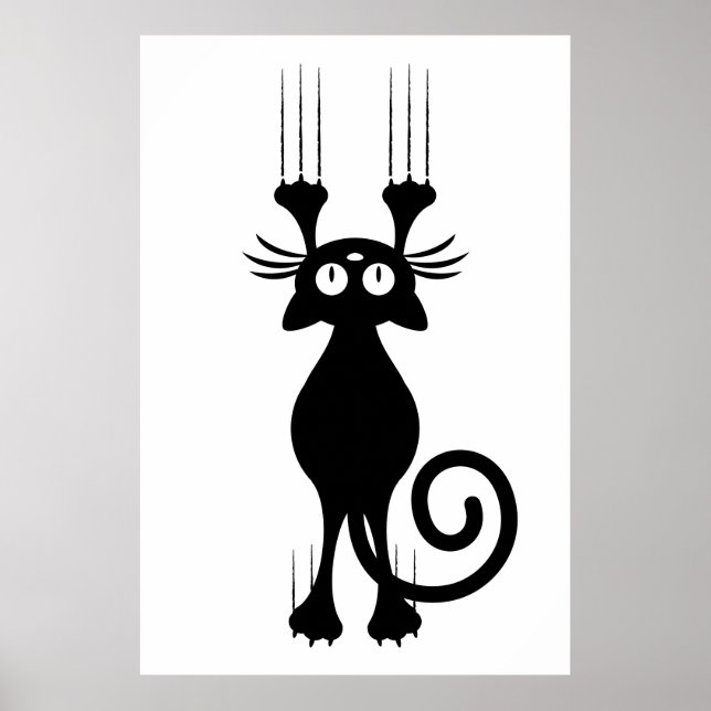 Póster Personalizado lindo gato negro scrateo (Frente)