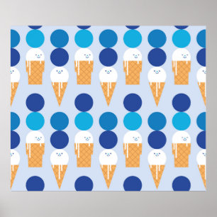 Póster Personalizado lindo helado diseño de patrones sin 