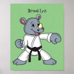 Póster Personalizado lindo rhino kung fu personalizado