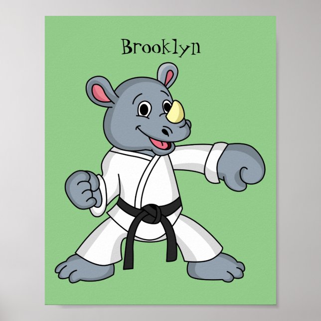 Póster Personalizado lindo rhino kung fu personalizado (Frente)
