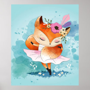 Póster Personalizado Little Fox   Lovely Fox Floral