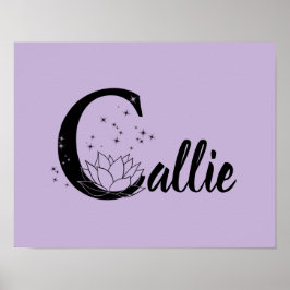 Póster Personalizado Lotus Flor Monograma Letra C Nursera