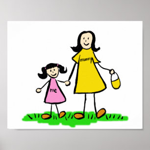 Póster Personalizado madre e hija Poster de carácter fami