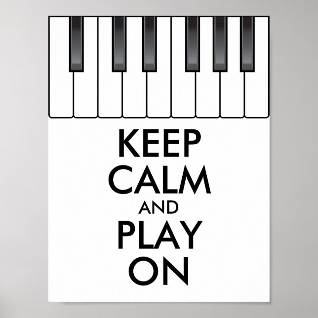 Póster Personalizado MANTENER LA CALMA Y JUGAR CON piano  (Frente)