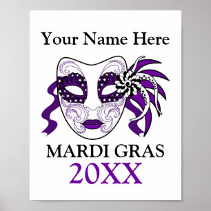 Póster Personalizado Mardi Gras con máscara de festival