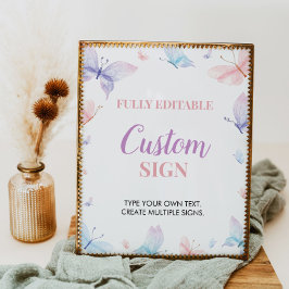 Póster Personalizado mariposa Rótulo Fiesta