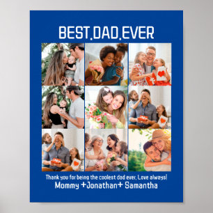 Póster Personalizado Mejor Papá Nunca Padres Día 9 Collag