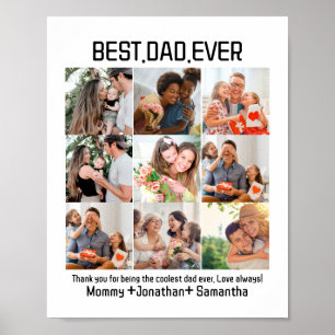 Póster Personalizado Mejor Papá Nunca Padres Día 9 Collag