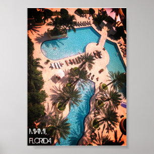 Póster Personalizado Miami Beach Florida - Piscina Reláje