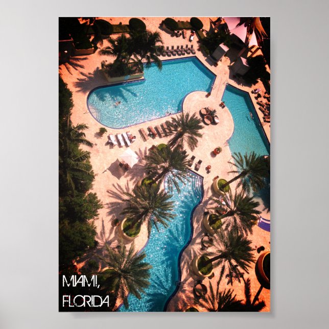Póster Personalizado Miami Beach Florida - Piscina Reláje (Frente)