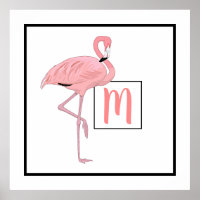 Personalizado Monograma Cute Flamingo Rosa