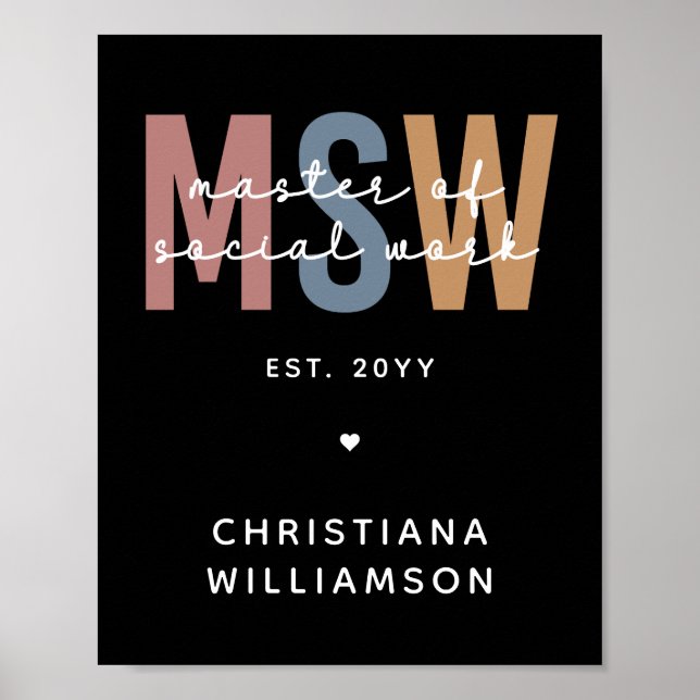 Póster Personalizado MSW Master en Obra Social Graduación (Frente)