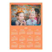Póster personalizado naranja Calendario anual 2016