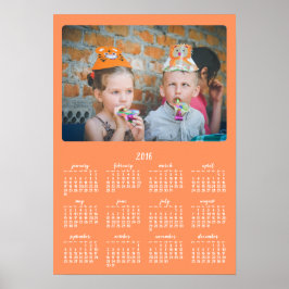 Póster personalizado naranja Calendario anual 2016