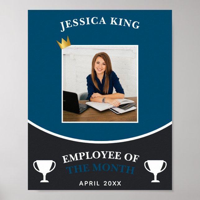 Póster Personalizado Navy Blue Employee Of the Month Pict (Frente)