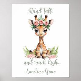 Póster Personalizado Niña Niña Safari Nursery Cute Giraff