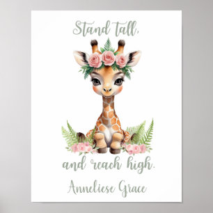 Póster Personalizado Niña Niña Safari Nursery Cute Giraff