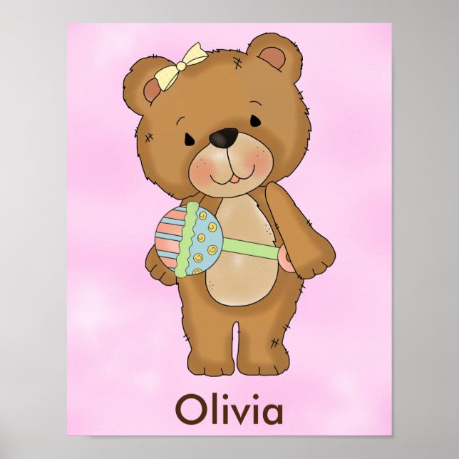 Póster Personalizado Niña Oso de Peluche (Frente)
