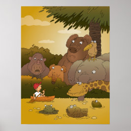 Póster Personalizado Niño Animal de la jungla tropical