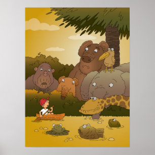 Póster Personalizado Niño Animal de la jungla tropical