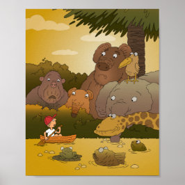 Póster Personalizado Niño Animal de la jungla tropical