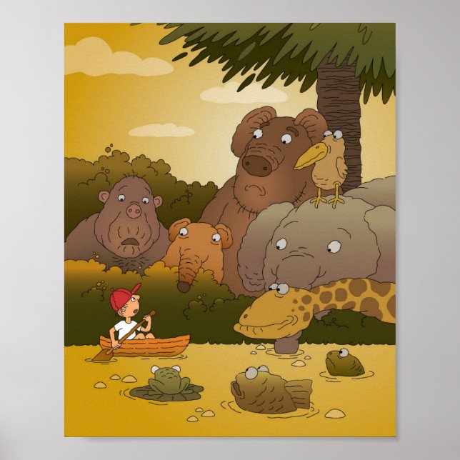 Póster Personalizado Niño Animal de la jungla tropical (Frente)