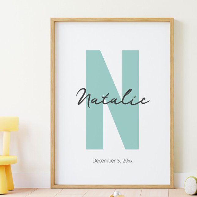 Póster Personalizado Nombre del bebé inicial y fecha de n (Subido por el creador)