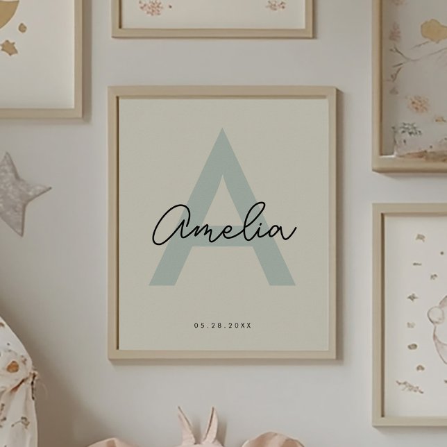 Póster Personalizado Nombre Nacimiento Monograma Letra Ki (Subido por el creador)