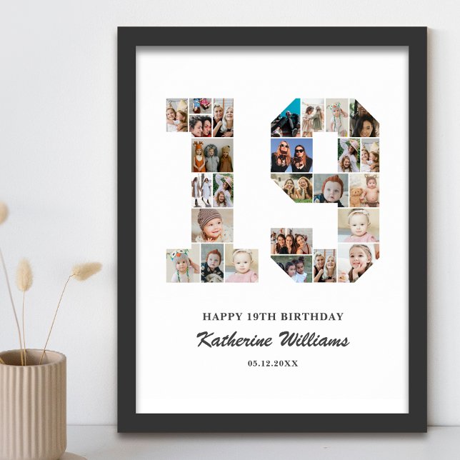 Póster personalizado número 19 de cumpleaños Collage de f (Subido por el creador)