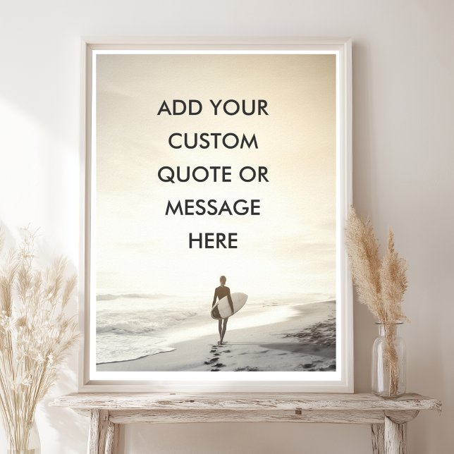 Póster Personalizado Ocean Sunset Surfer Poster (Custom Ocean Sunset Surfer Quote Poster)