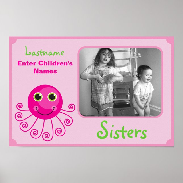 Póster Personalizado Octopus Big Sister Nombre de niño (Frente)