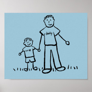 Póster Personalizado padre e hijo Caracteres de familia P