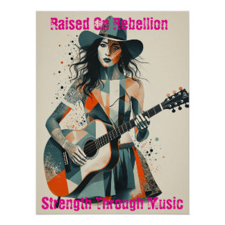 Póster Personalizado País Chica Arte Guitarista Inspirado