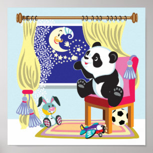 Póster personalizado panda y luna