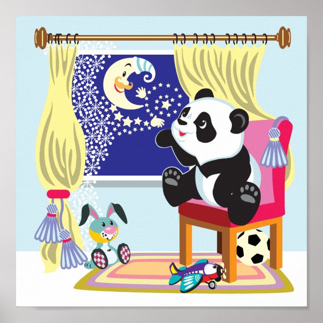 Póster personalizado panda y luna (Frente)