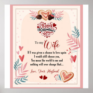 Póster Personalizado Para Mi Esposa Feliz Día De San Vale