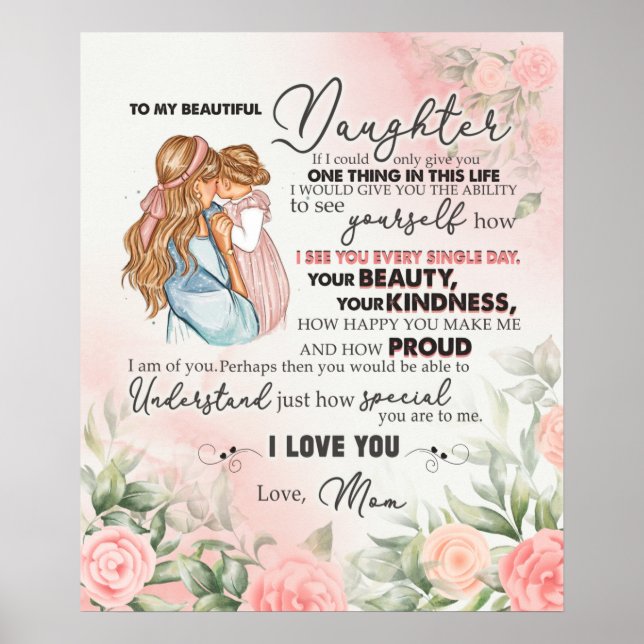 Póster Personalizado Para Mi Hija De Mamá (Frente)