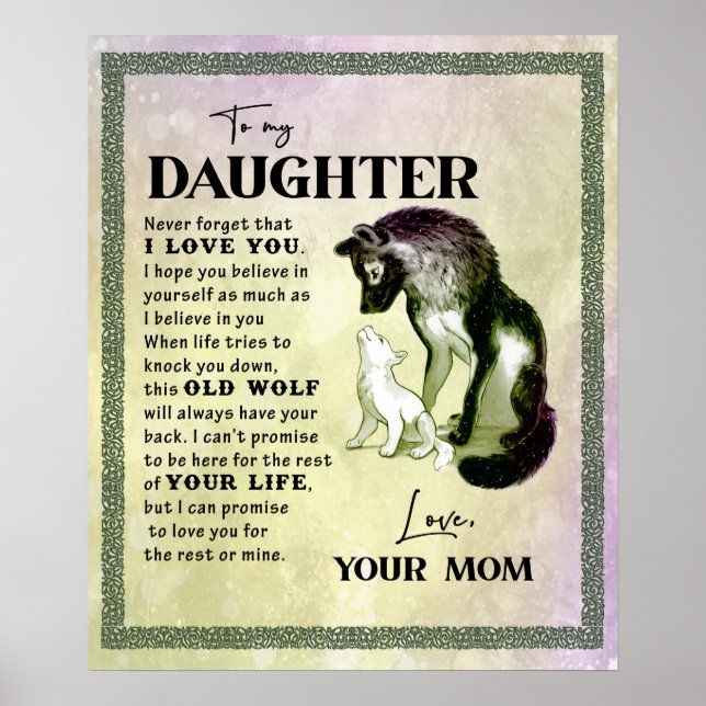 Póster Personalizado Para Mi Hija De Mom Wolf Blanket (Frente)