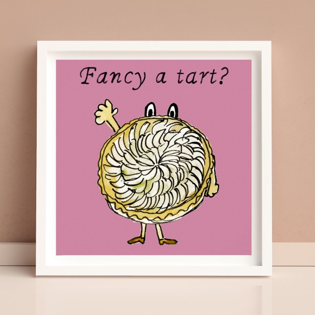 Póster Personalizado pastel de Apple Fancy a Tart (Fancy a tart Funny baking joke watercolor apple pie cartoon poster)