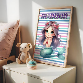 Póster Personalizado Patrón a rayas de Sirena