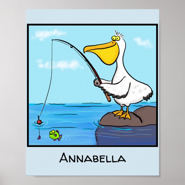 Póster Personalizado pelícano de pesca divertida (Frente)