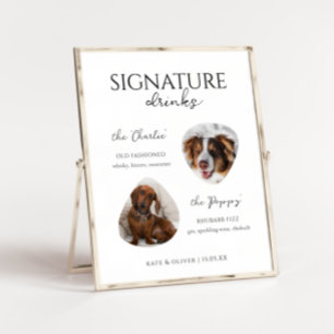 Póster Personalizado Perro Firma Cóctel Bebidas Bar Rótul
