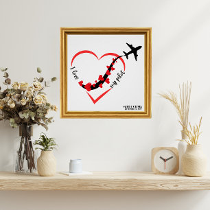 Póster Personalizado piloto de Travel Airplane Heart I Lo