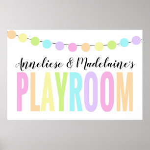 Póster Personalizado Pom Pom Pastel Rainbow Playroom