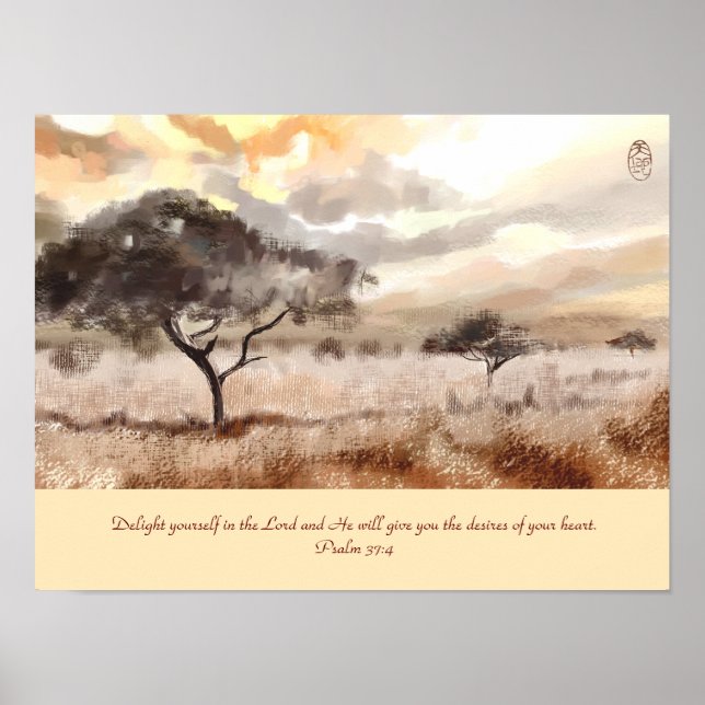 Póster Personalizado Poster de árboles de acacia con vers (Frente)
