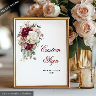 Póster Personalizado Poster de Luxe Boho Borgundy White B