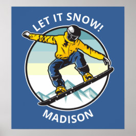 Póster Personalizado poster de texto y nombre SNOWBOARDER