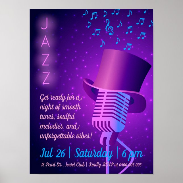 Póster Personalizado Poster Retro de la Noche de Jazz (Frente)