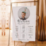 Póster Personalizado Primer hito fotográfico de cumpleaño<br><div class="desc">Celebra los primeros 12 meses de tu pequeño con este primer signo de hito de cumpleaños. Personalizar el cartel con los hitos anuales de su bebé. Para añadir texto al diseño,  simplemente seleccione el botón "Personalizar It" de arriba para las funciones de personalización más avanzadas.</div>