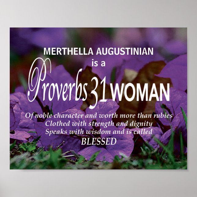 Póster Personalizado PROVERBS 31 MUJER Inspiradora cristi (Frente)